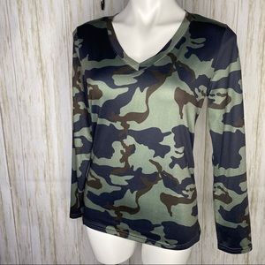 🍋 FancyQube Camo V-neck long sleeve top